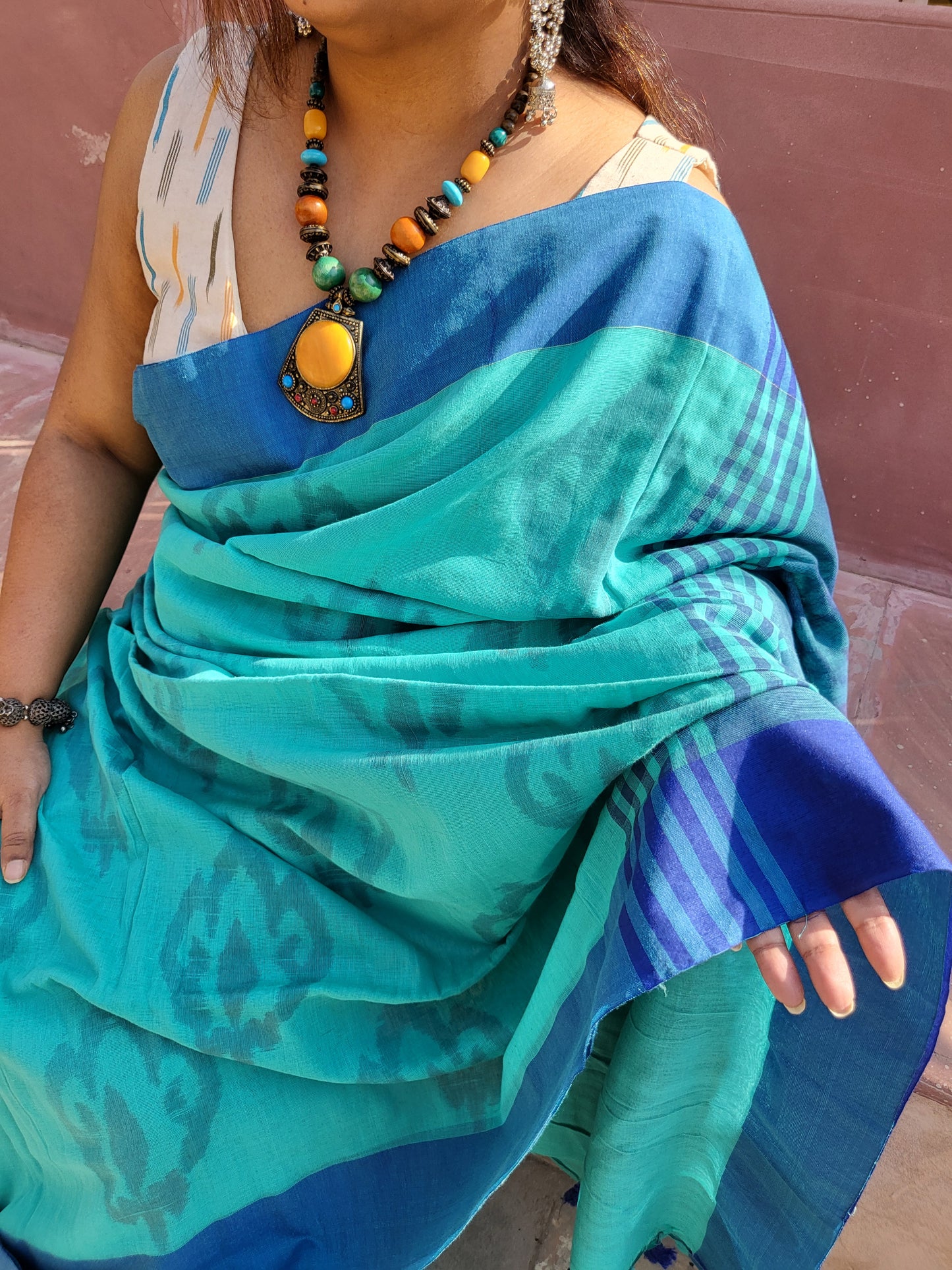AQUA BLUE COTTON SAREE