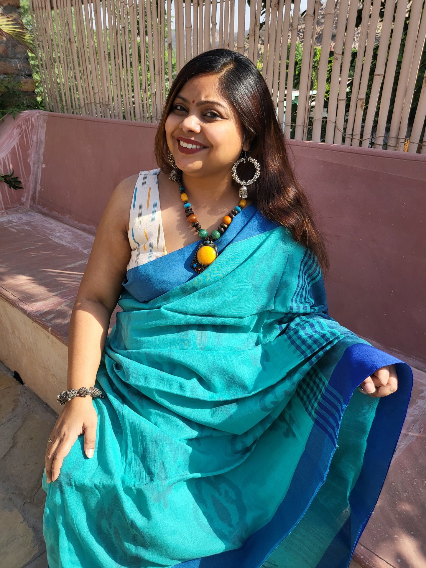AQUA BLUE COTTON SAREE
