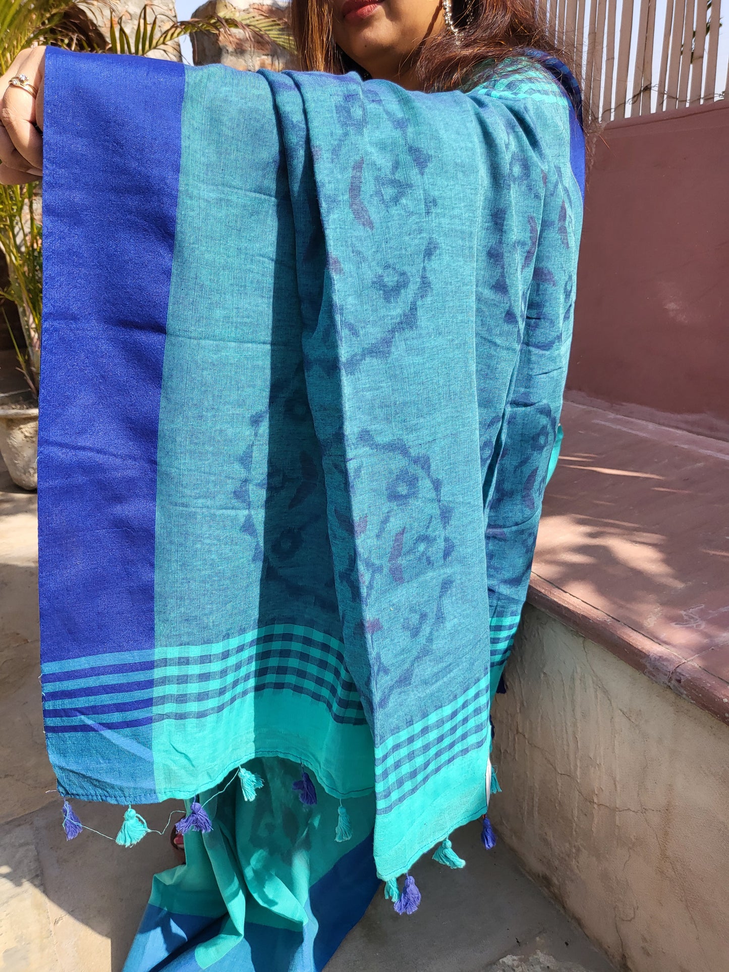 AQUA BLUE COTTON SAREE