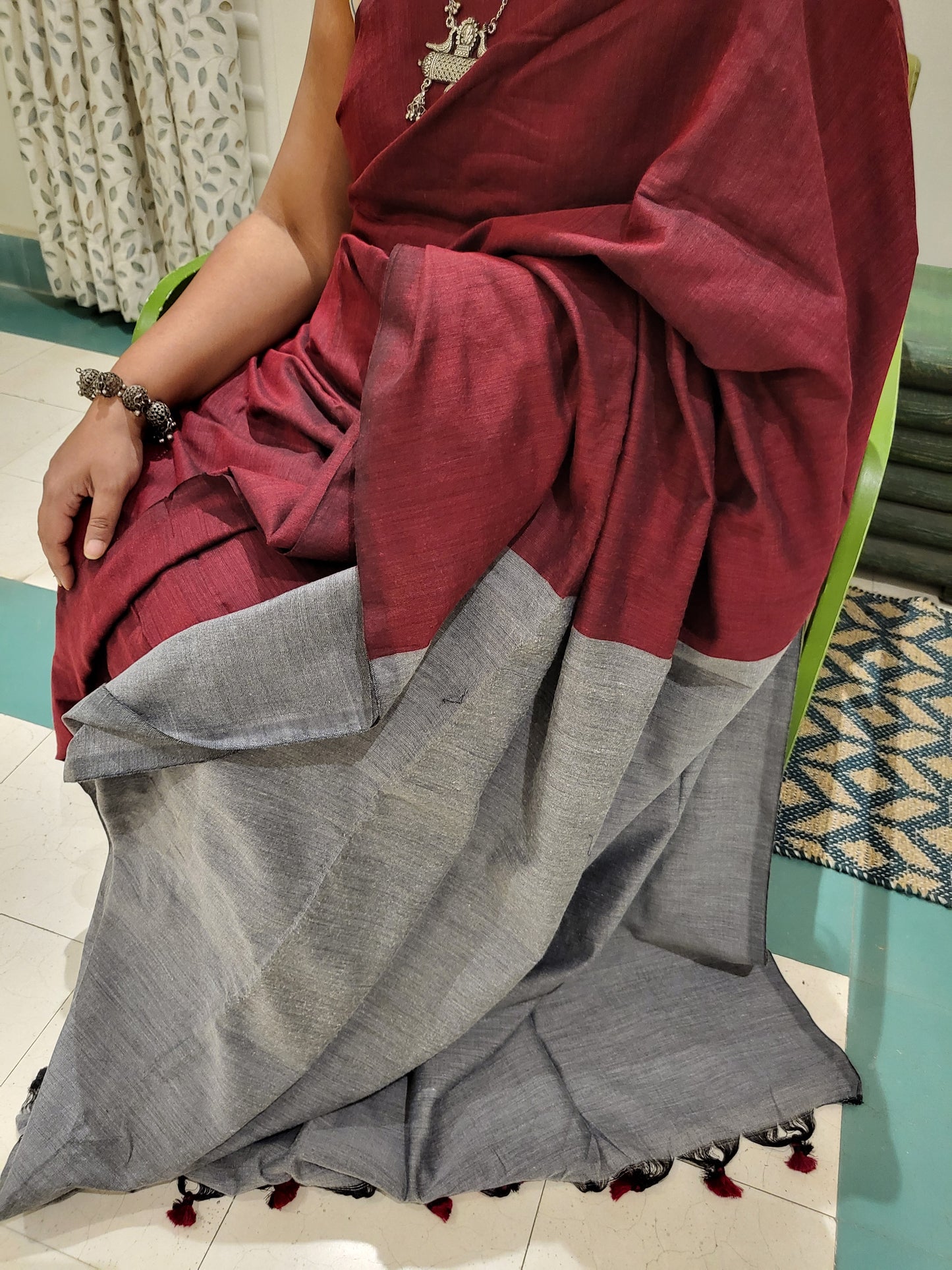 RUBY AND GREY COTTON SAREE