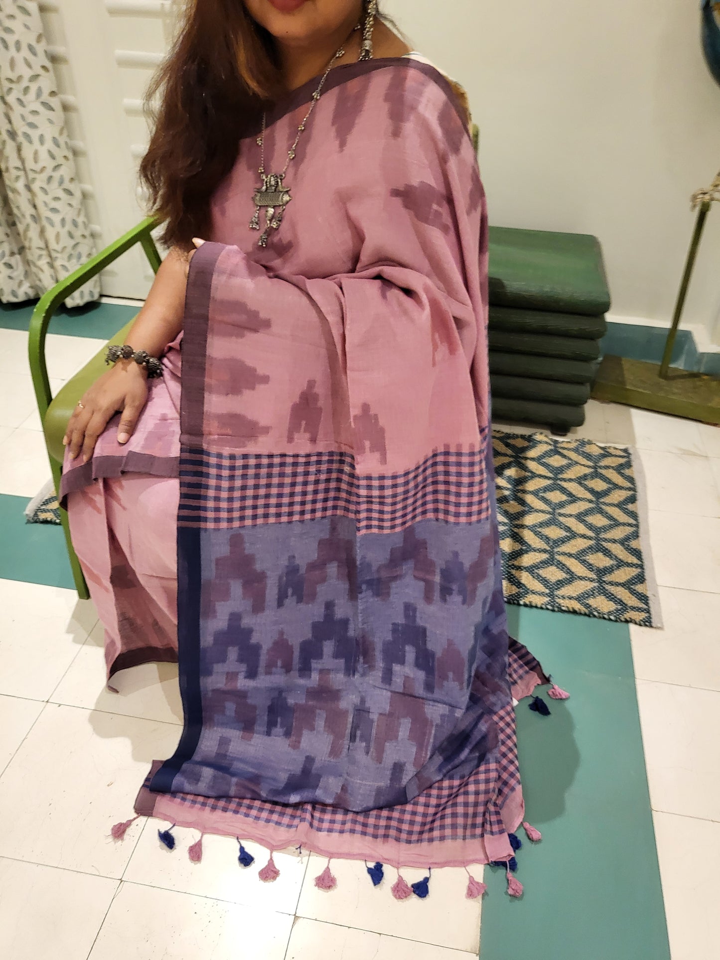 ONION PINK COTTON SAREE