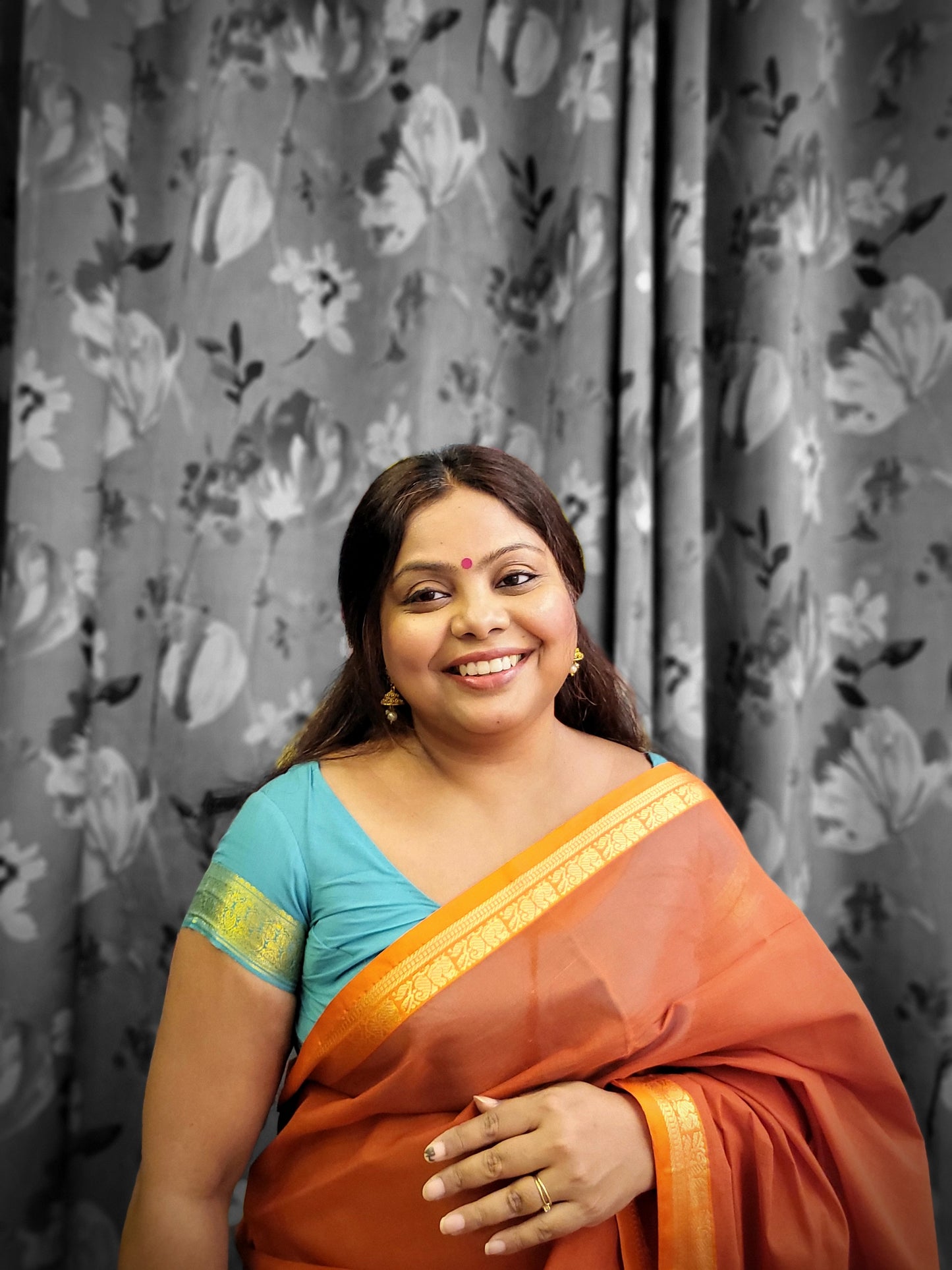 Mangilgiri Cotton Saree - Orange