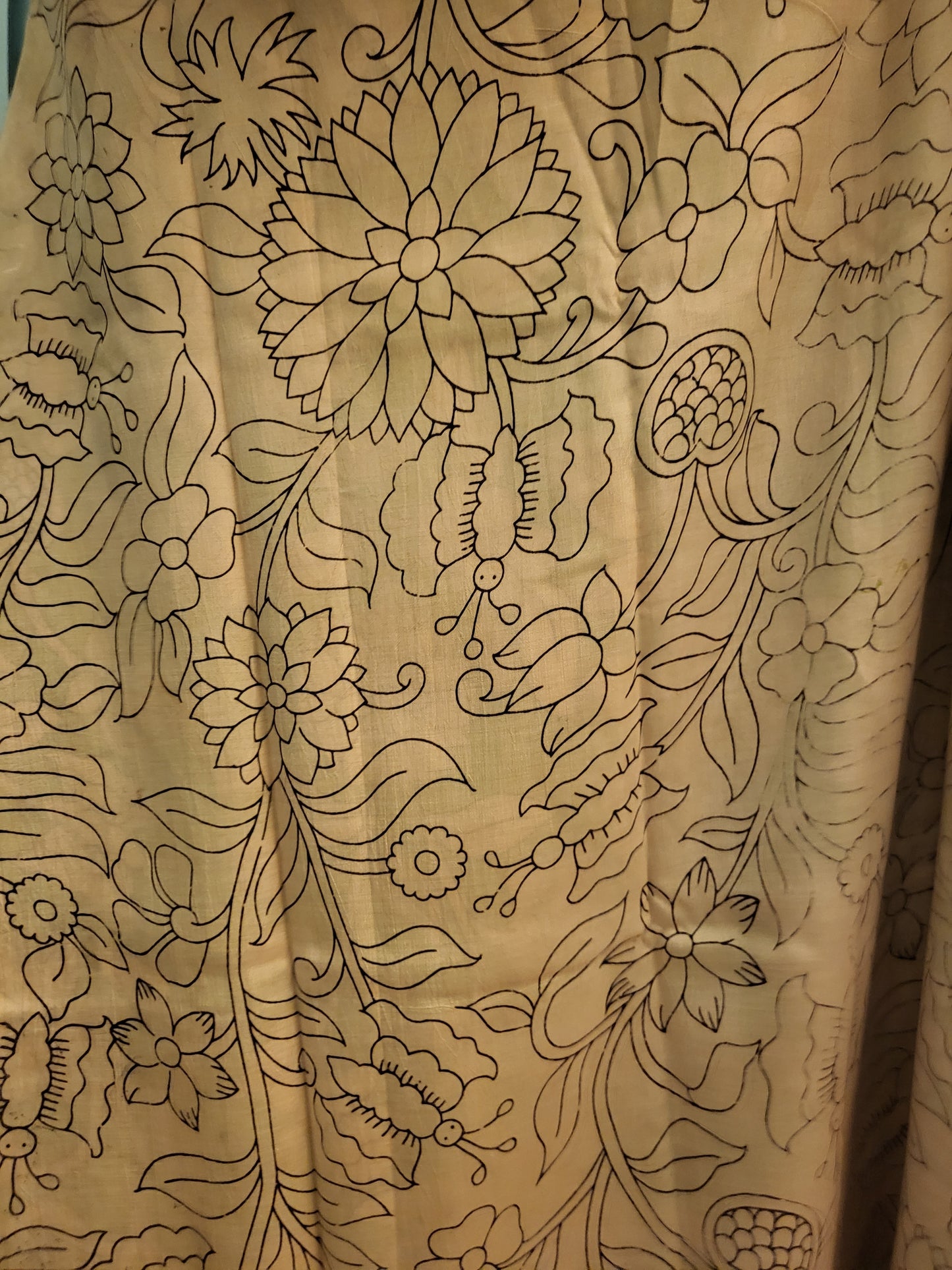 Exquisite Kalamkari Silk Saree in Green with Nizam Border