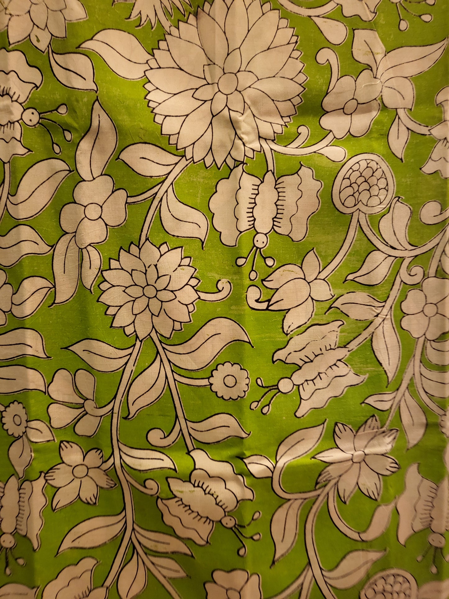 Exquisite Kalamkari Silk Saree in Green with Nizam Border