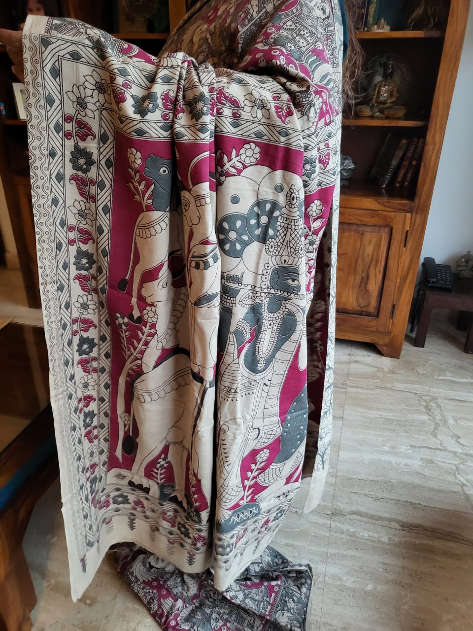 Kalamkari Pink Cotton Saree