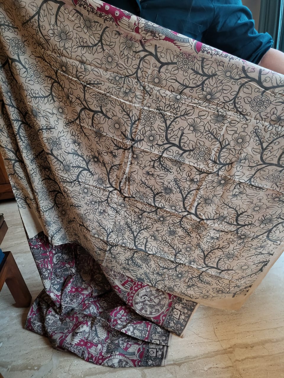 Kalamkari Pink Cotton Saree