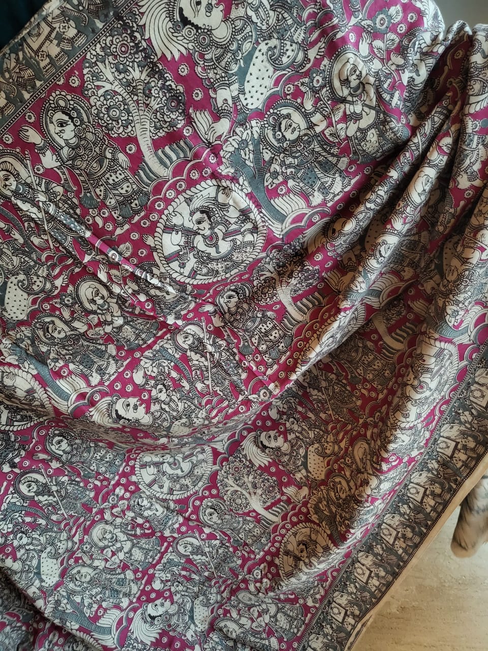 Kalamkari Pink Cotton Saree