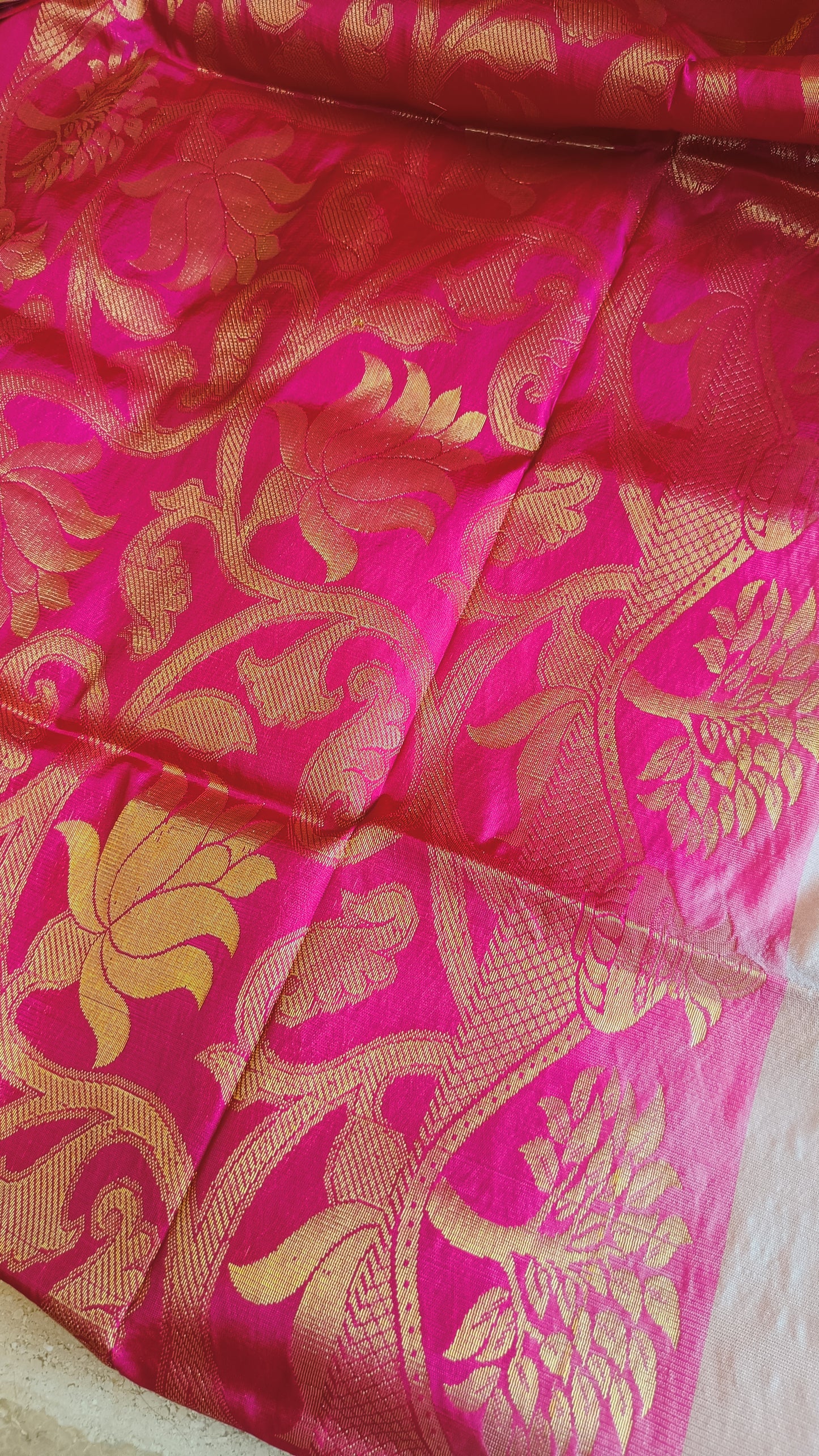 Uppada Soft Silk Lemon Yellow and Pink Saree