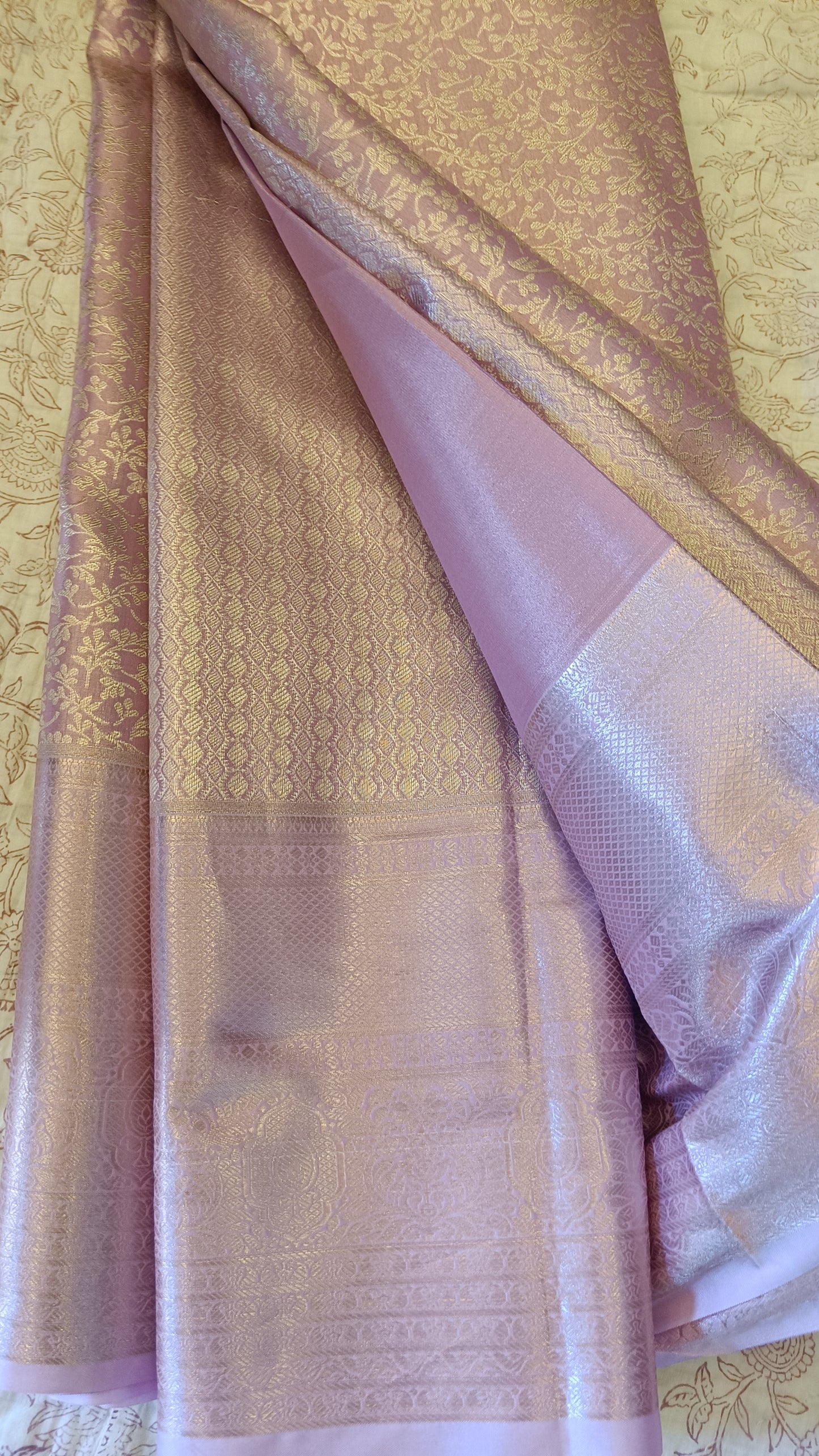 Baby Pink Brocade Saree