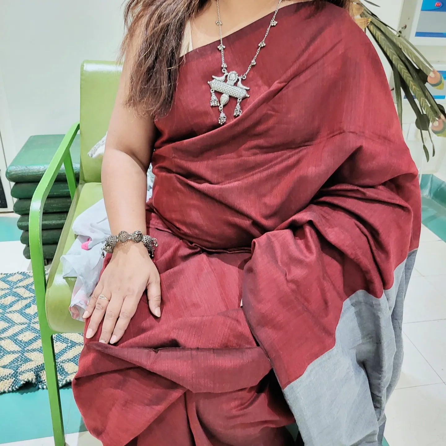 RUBY AND GREY COTTON SAREE