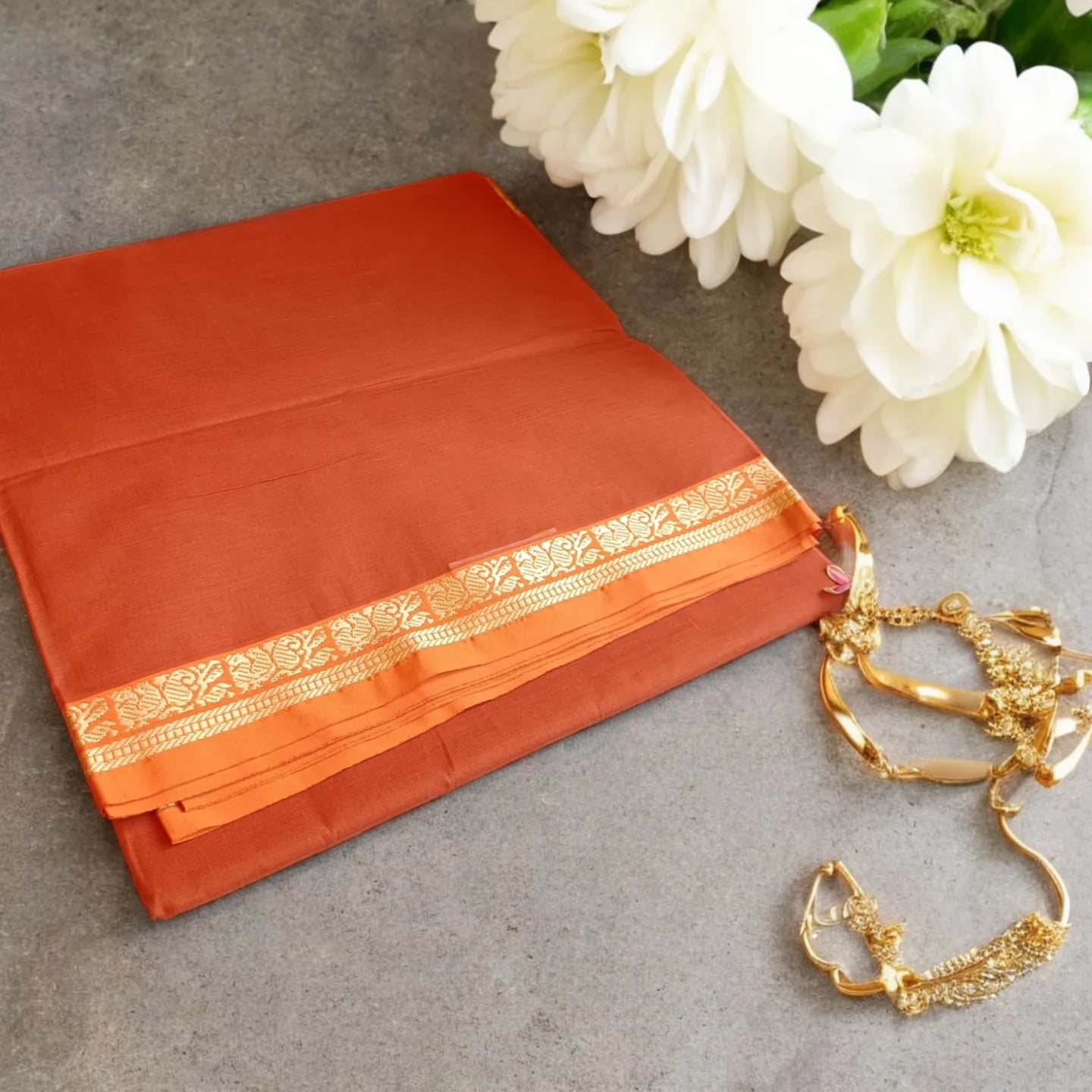Mangilgiri Cotton Saree - Orange