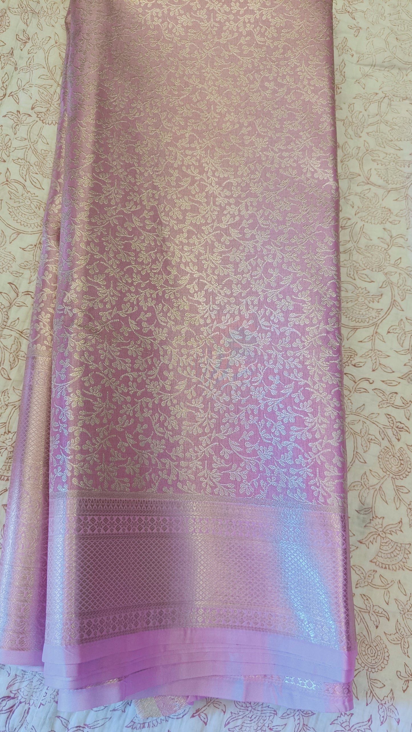 Baby Pink Brocade Saree