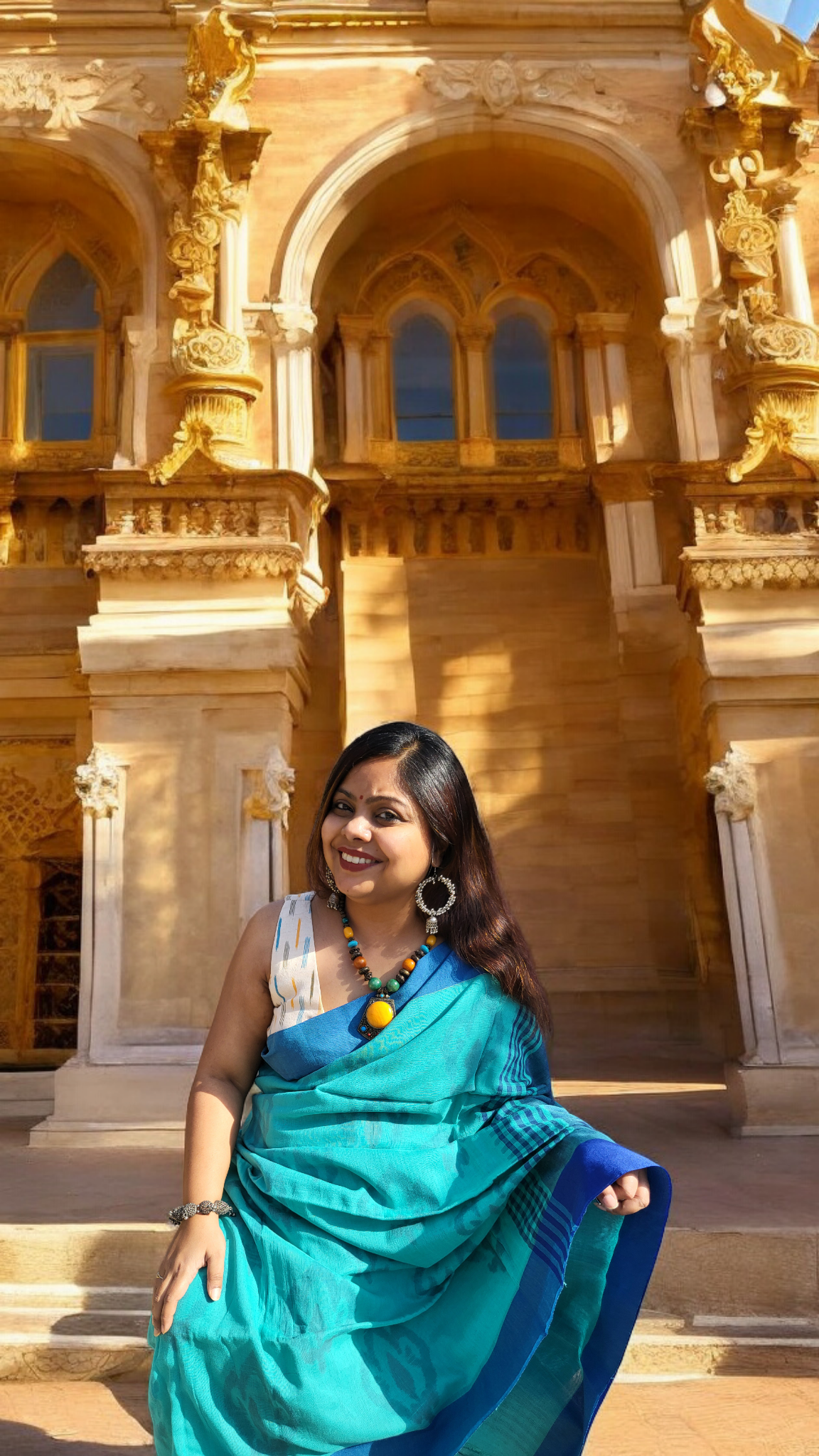 AQUA BLUE COTTON SAREE